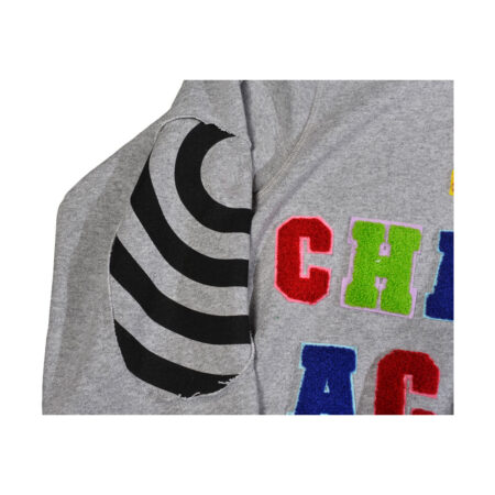 Grey Chenille Patch Hoodie With Beautifull Alphabets 8