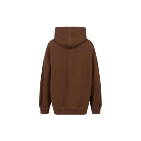 Dark Brown Chenille Hoodie With Black Patch 4