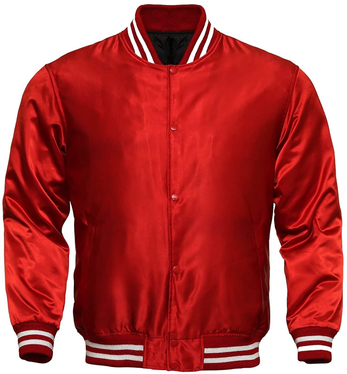 Bomber Satin Red / White Varsity Jackets