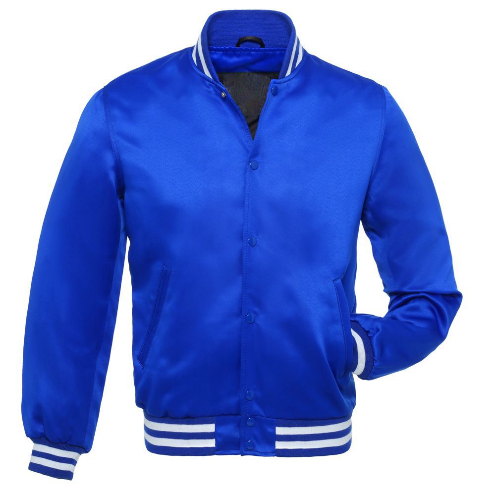 Custom Royal Blue Satin Varsity Jackets | Wholesale