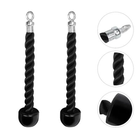 2 Pcs Triceps Rope Single Grip Pull Down Bicep Rope Exercises Attachment Device Colour Black 6