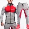 Wholesale Man Red and Gray Zipper Tracksuits