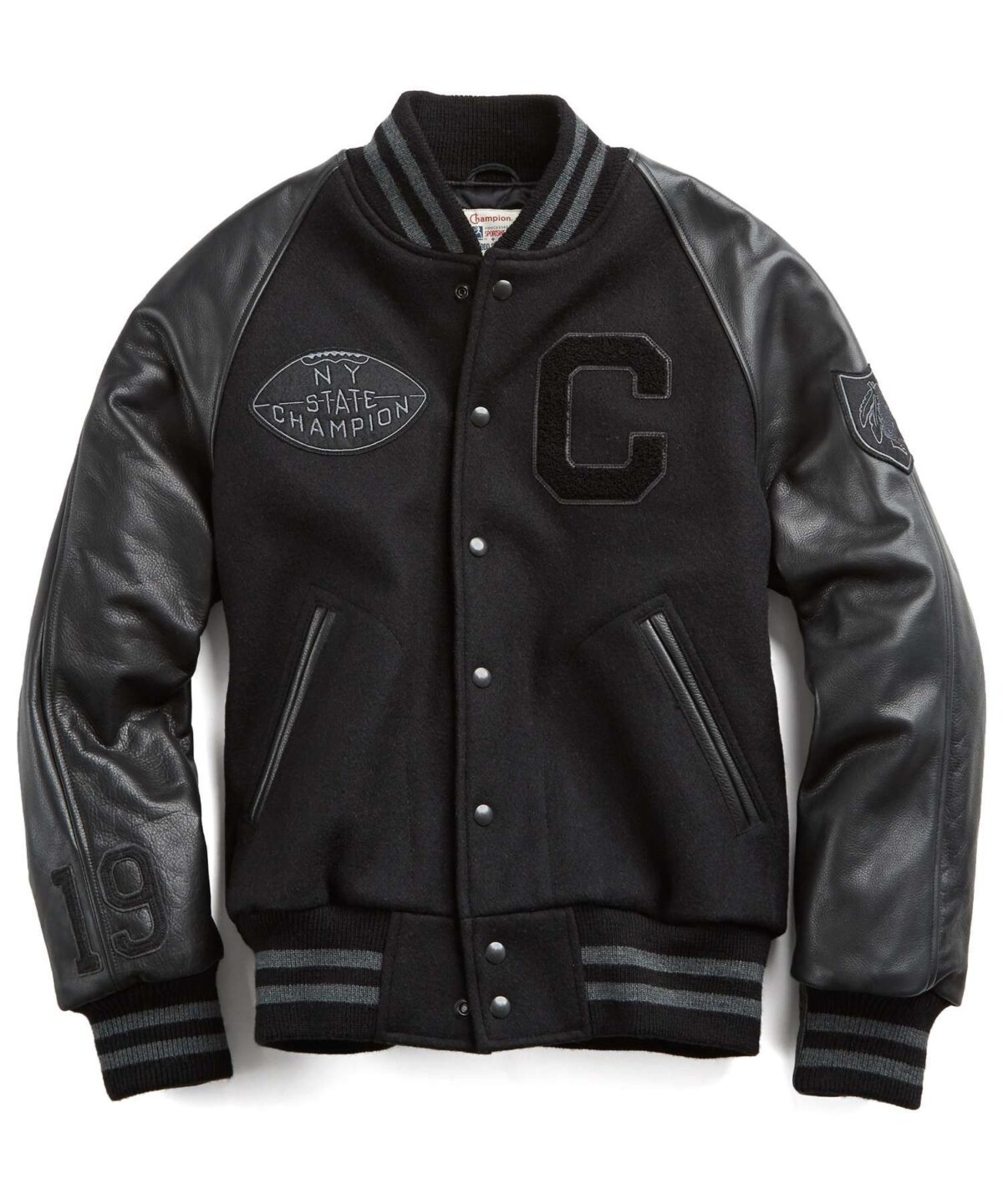 Wool Body And Leathers Sleeves Black Letter Man Bombers Versity jackets With Embriodery 1