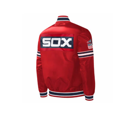 Custom Red Wholesale Satin Varsity Letterman Jacket 4