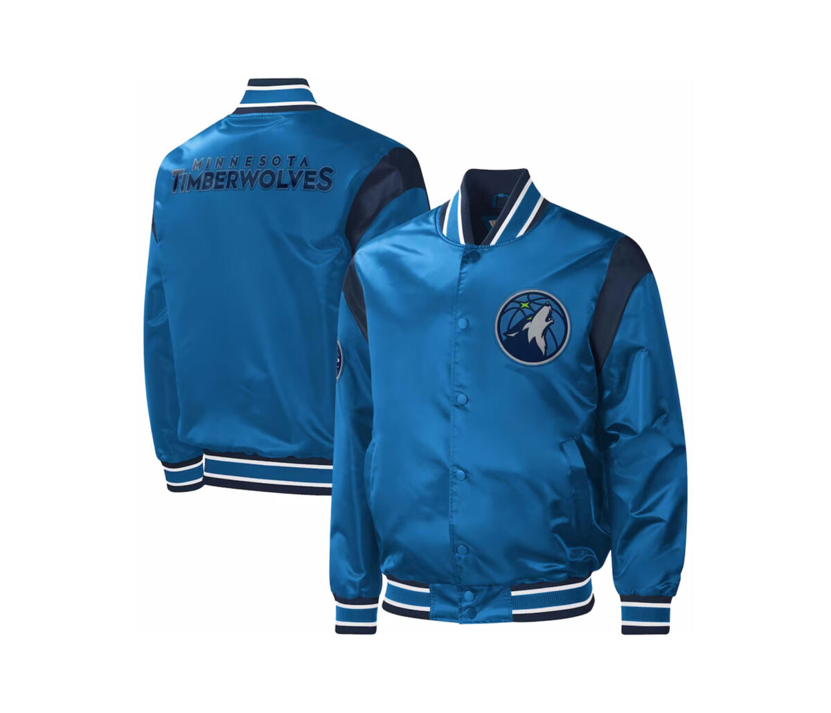 Blue Satin Varsity Jacket With a Beautiful Logo 1