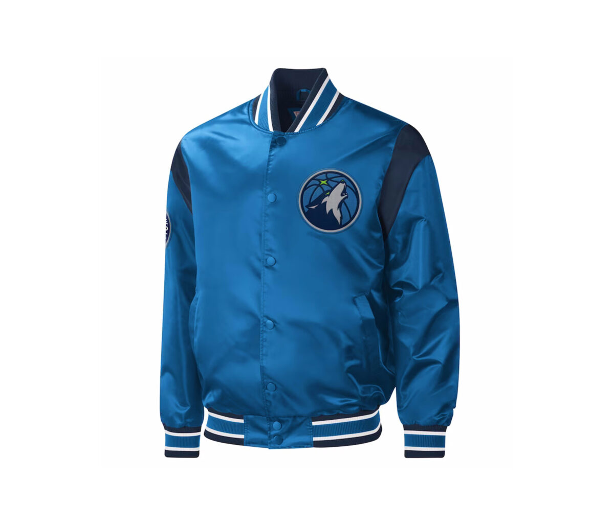 Blue Satin Varsity Jacket With a Beautiful Logo 3
