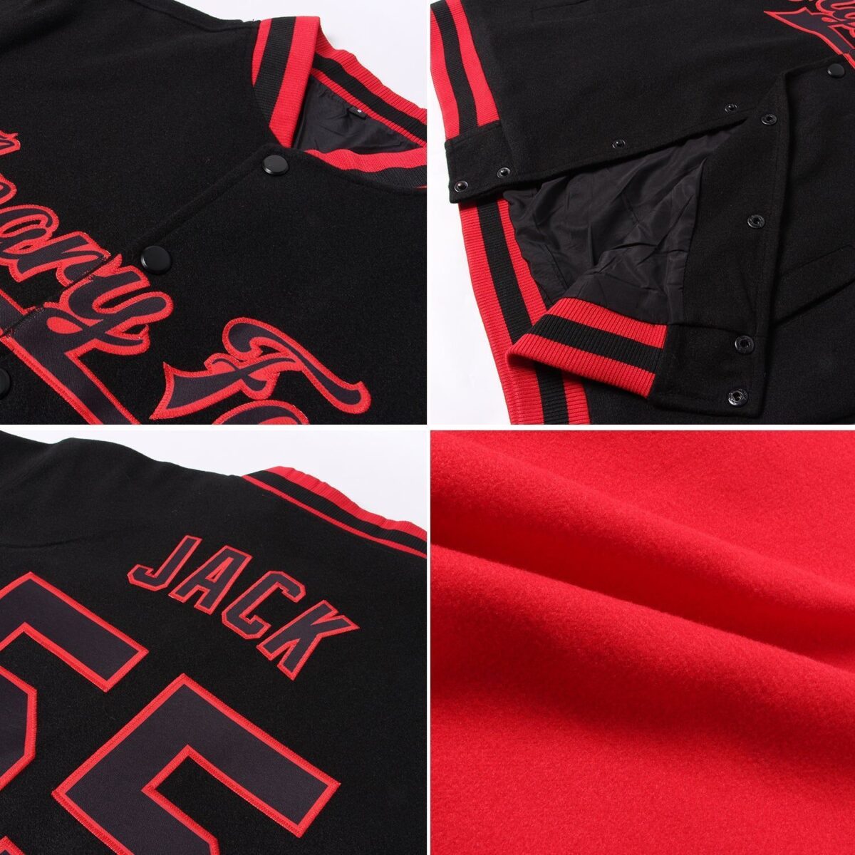 Baseball College Jacket with Dark Red & Black 4