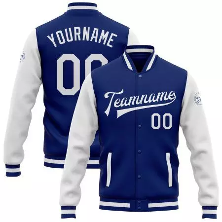 Baseball College Sports Jackets with Royal & White