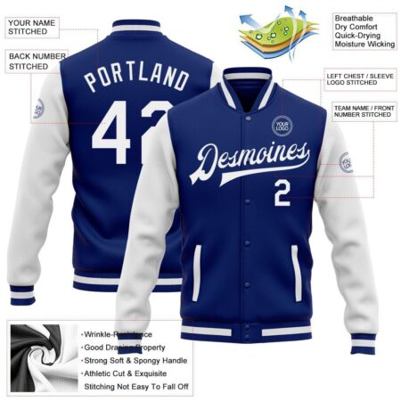Baseball College Sports Jackets with Royal & White 4