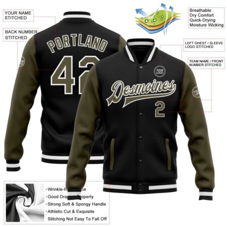 Baseball College Student Jackets with Black white 4