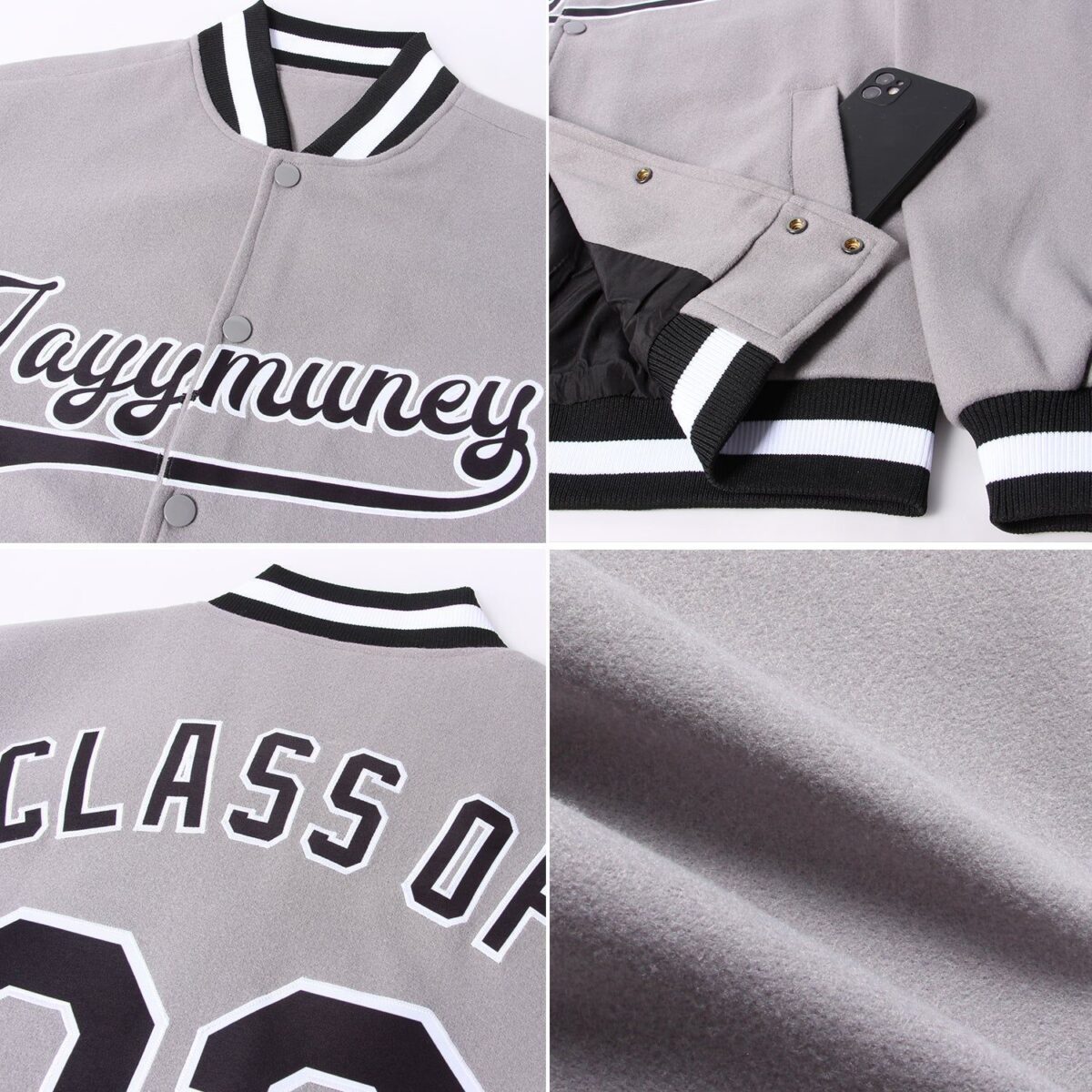 Baseball Student Jackets with Grey black 2