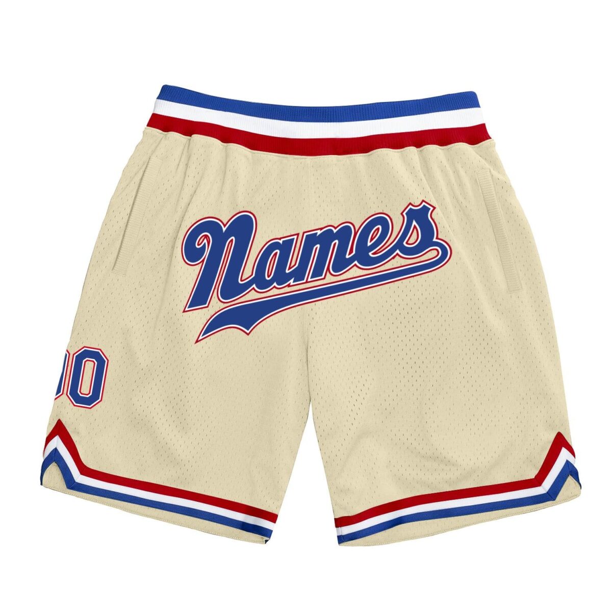 Cream & Blue Red Color Basketball Shorts 1