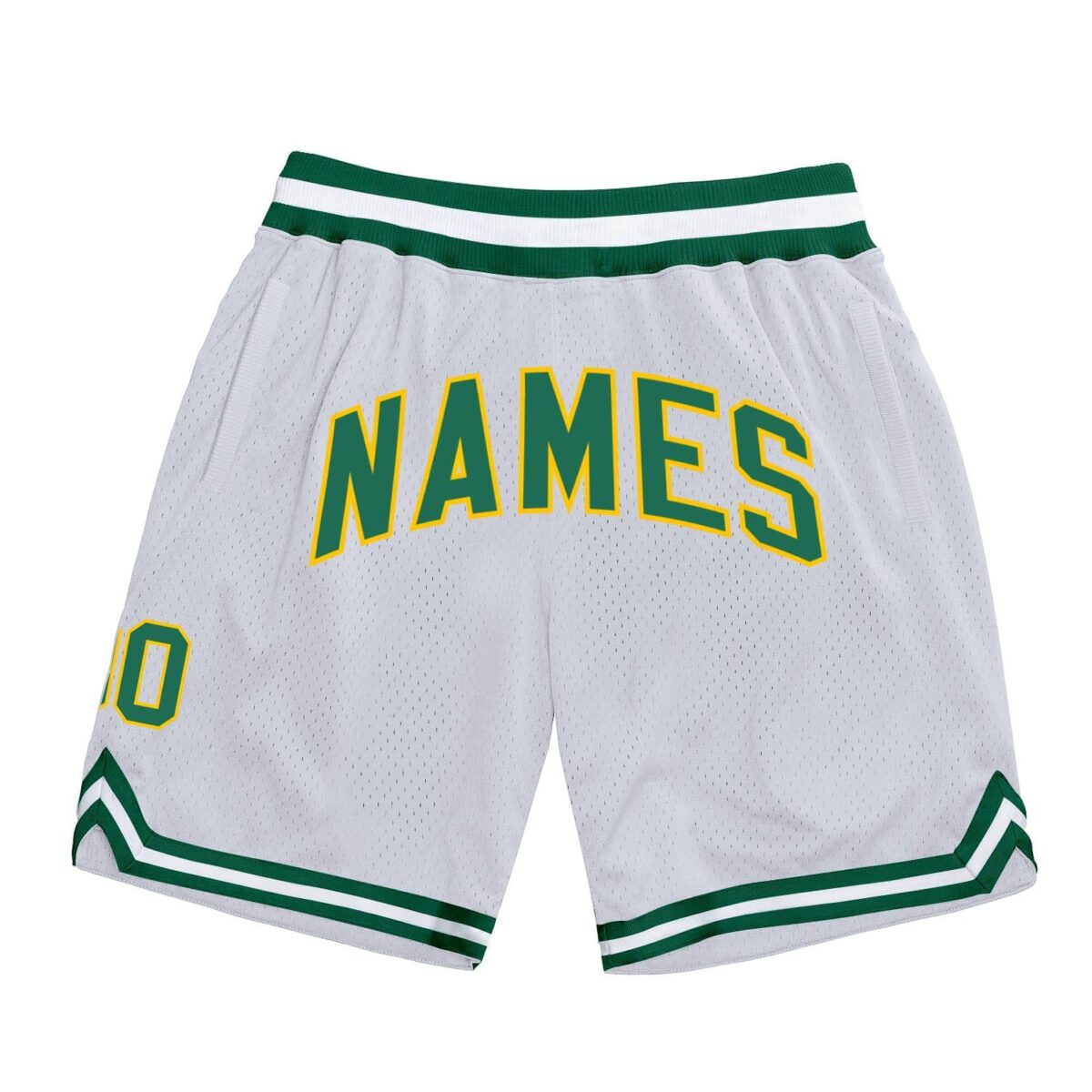 White& Dark Green Basketball Shorts 1