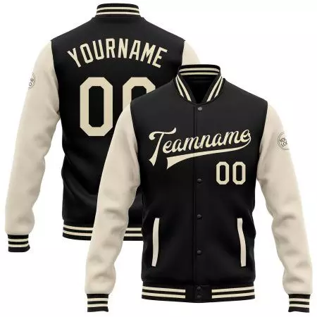 Black & Cream College Baseball Jacket