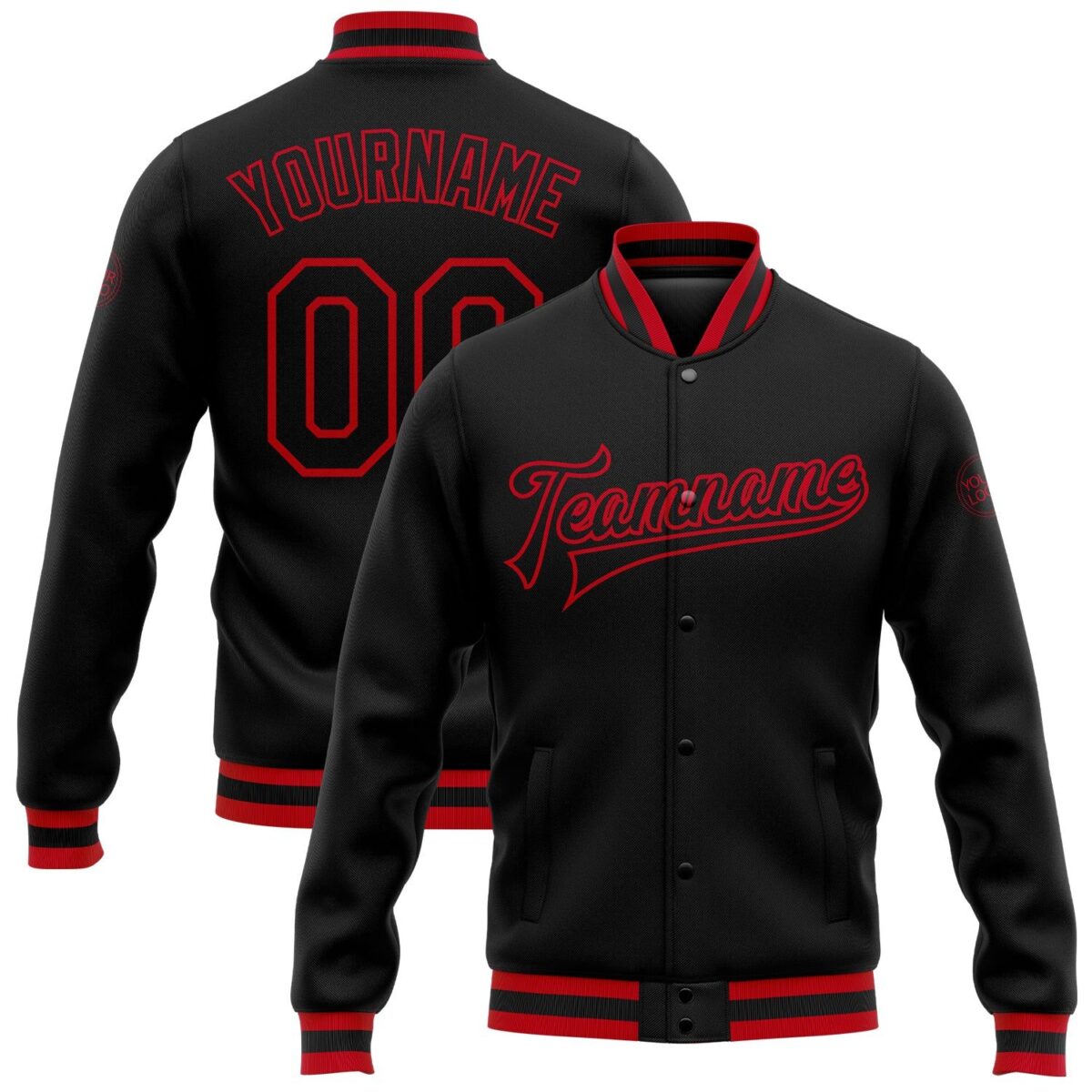 Black & Dark Red College Baseball Jackets 1