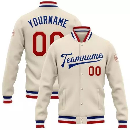 College Baseball Student Jacket with Cream