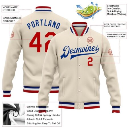 College Baseball Student Jacket with Cream 6