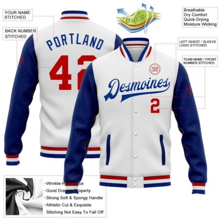 College Baseball Jacket with White & Royal 6