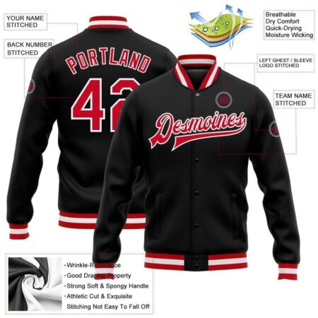 College Baseball Jacket with black & Red 5