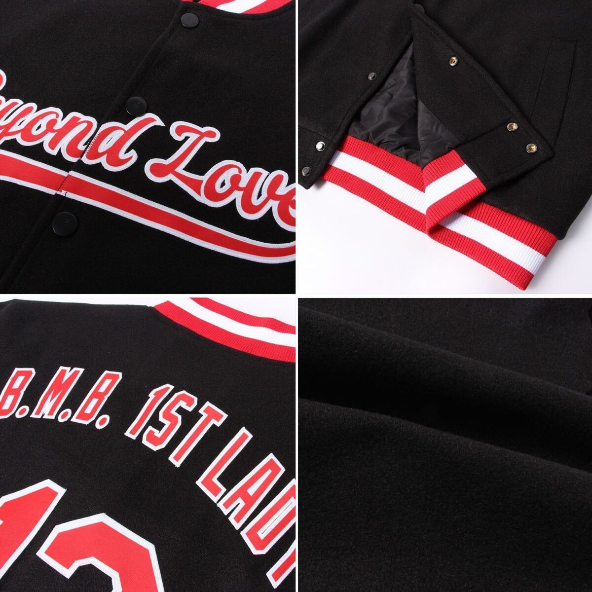 College Baseball Jacket with black & Red 4