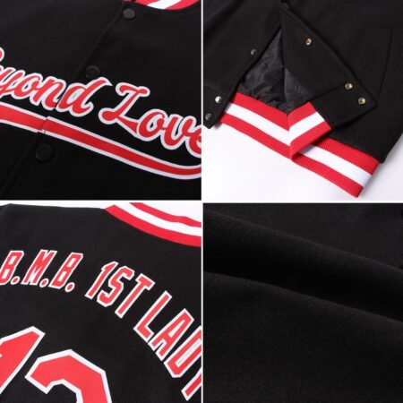 College Baseball Jacket with black & Red 9