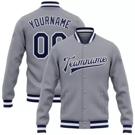 College Baseball Jackets with Grey & Navy