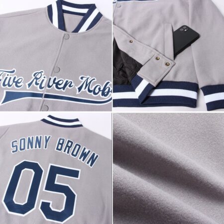 College Baseball Jackets with Grey & Navy 9