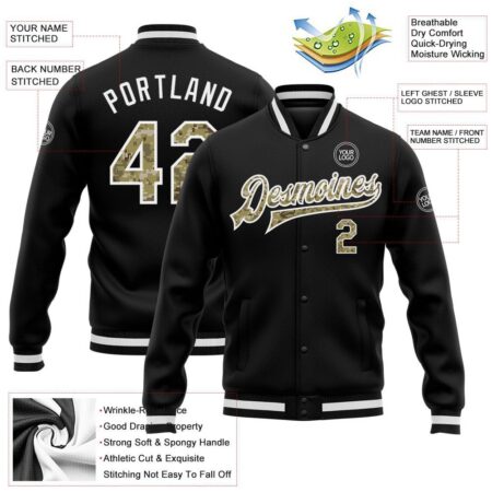College Student Baseball Jackets with Black & White 4