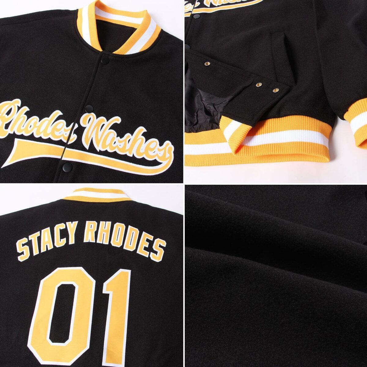 College Student Baseball Jackets with Black & Yellow 2