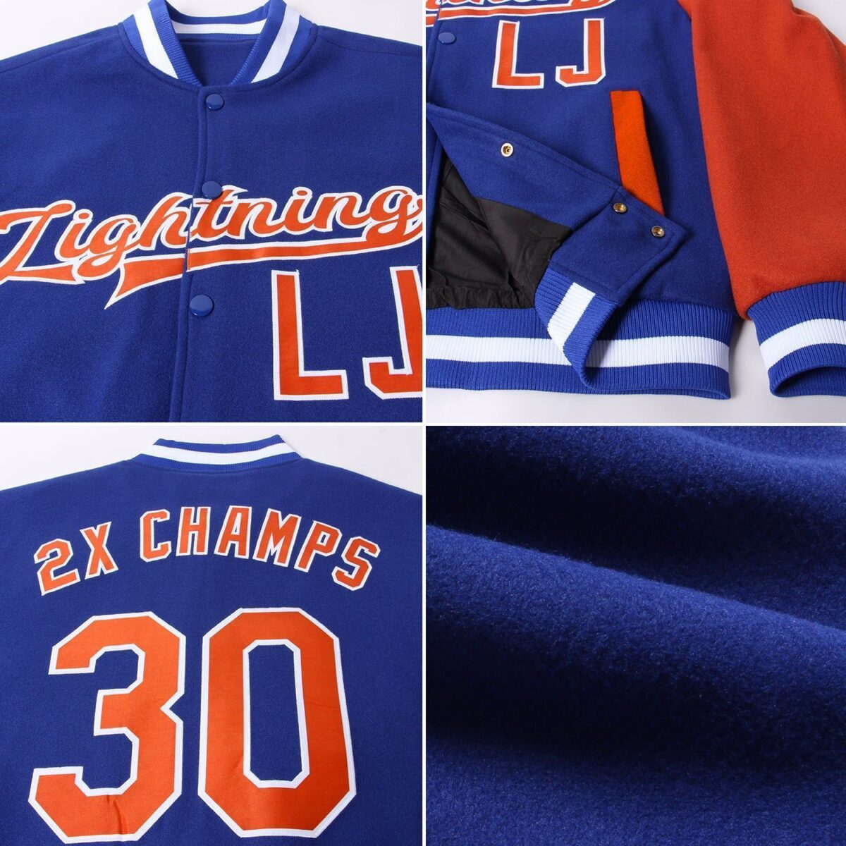 College Student Baseball Jackets with Royal & Brown 2