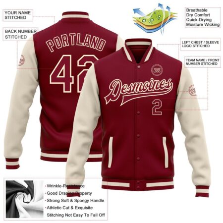 College Student Jacket with Maroon & cream 4