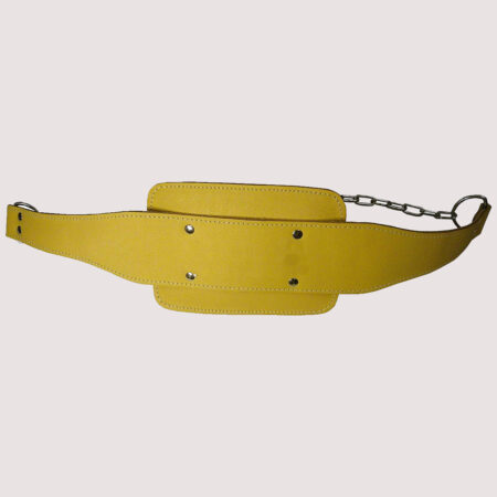 Dip Belt Leather 30 Steel Chain Quick Release Carabiner Clip Padded Lumbar Reinforced Stitching Colour Tan 3