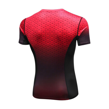 Mens Short Sleeve Compression Workout T-shirt-Red 3
