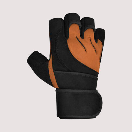 Open Finger Weightlifting Gym Gloves Colour Black/Orange 7