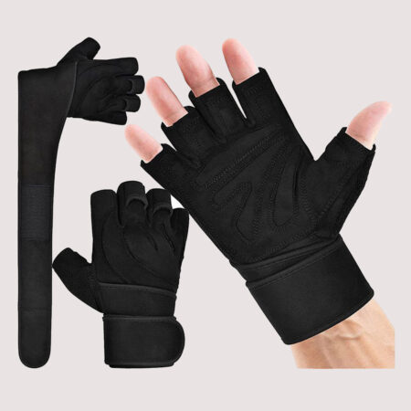 Open Finger Weightlifting Gym Gloves Colour Black/Orange 15