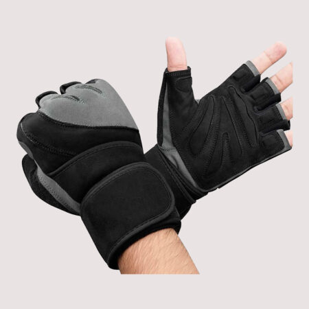 Open Finger Weightlifting Gym Gloves Colour Black/Gray 21