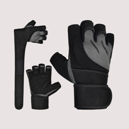 Open Finger Weightlifting Gym Gloves Colour Black/Gray 19