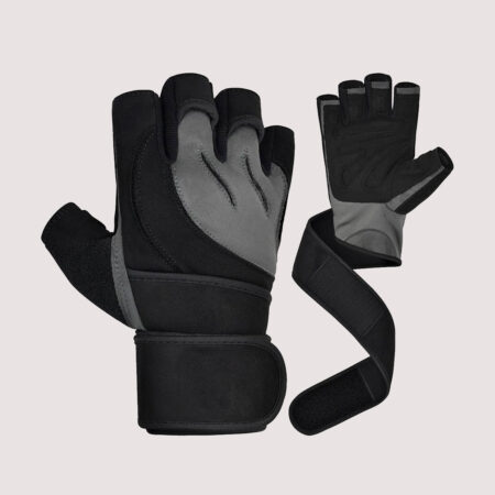 Open Finger Weightlifting Gym Gloves Colour Black/Gray 15
