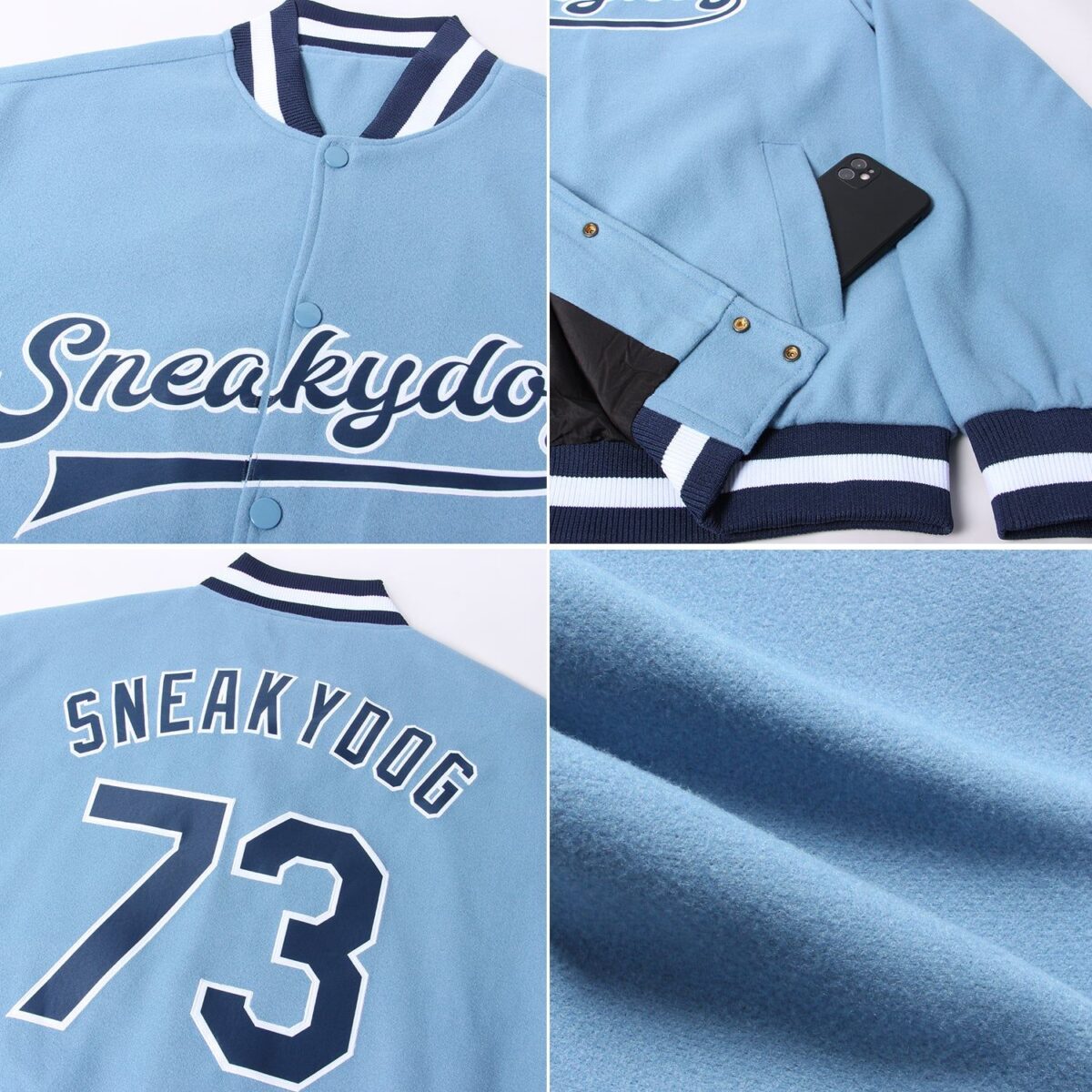School Baseball Jackets with Sky & Navi 2