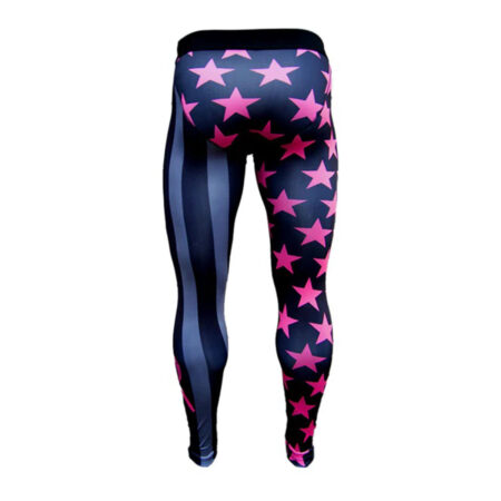 Shadow USA Flag - Breast Cancer Awareness Compression Tights 3