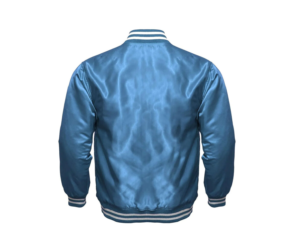 Silk Screen Blue Satin Varsity Jackets 3