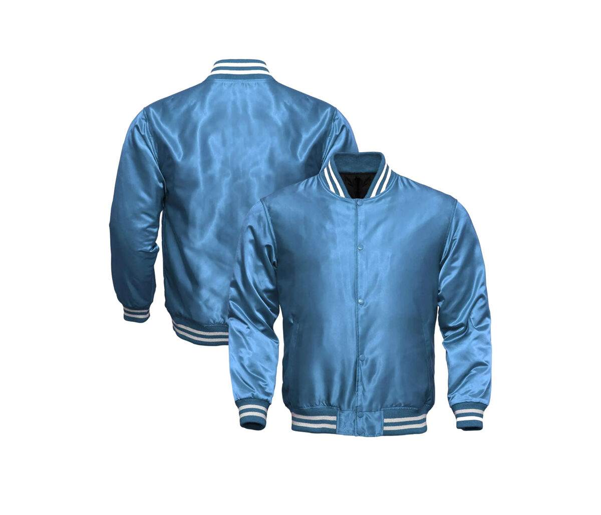 Silk Screen Blue Satin Varsity Jackets 1