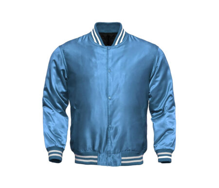 Silk Screen Blue Satin Varsity Jackets 4