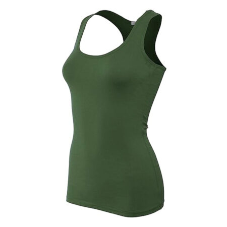 Women's Basic Cotton Plain Fitted Tank Top Colour Olive 4