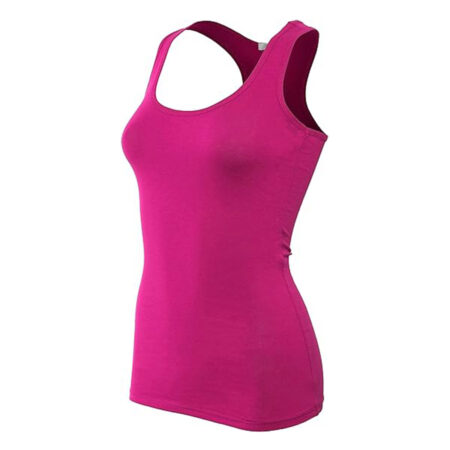 Women's Basic Cotton Plain Fitted Tank Top Colour Hot Pink 4