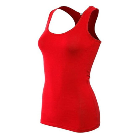 Women's Basic Cotton Plain Fitted Tank Top Colour Red 4