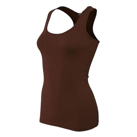 Women's Basic Cotton Plain Fitted Tank Top Colour Brown 4