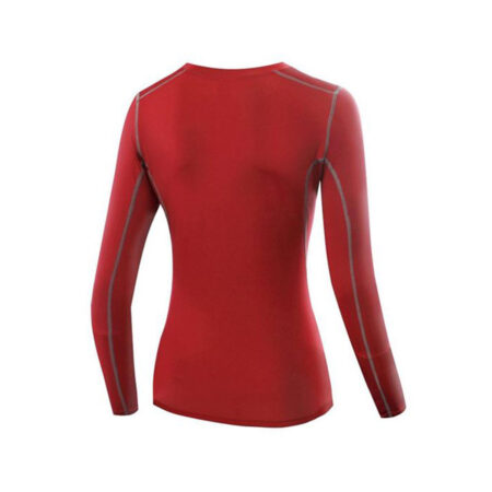 Women's Compression Shirt Dry Fit Long Sleeve Tops Color Red 3