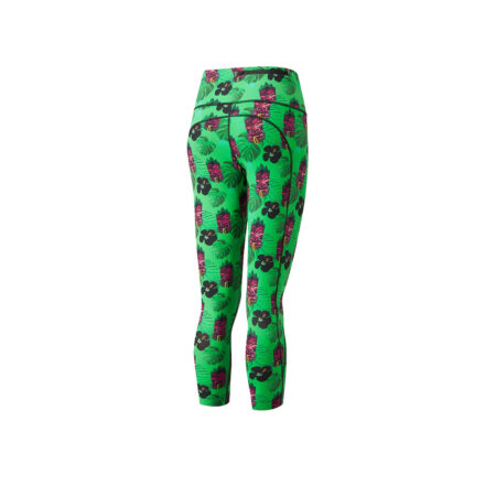 Women's Life Crop Tight Colour Bright Green Hibiscus 3