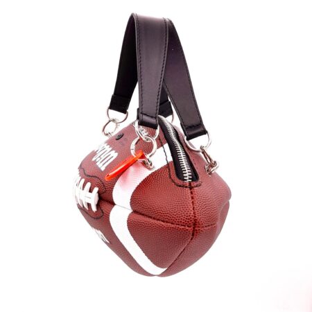 Brown and white NFL Wilson American football ball bag with genuine black leather handles. 20